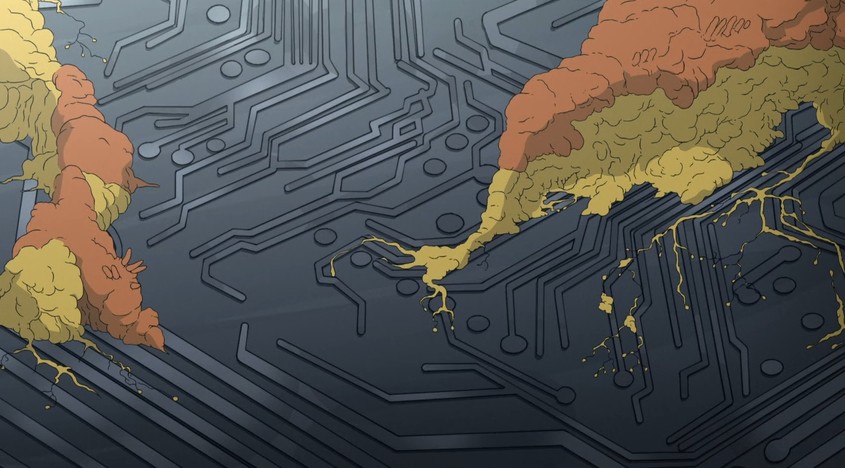 تمامی مدارهای لوی را ماده زرد چسبناک پر کرده